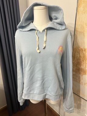 Hurley Light Blue Women's Hooded Pullover Sweatshirt Cropped Surf style